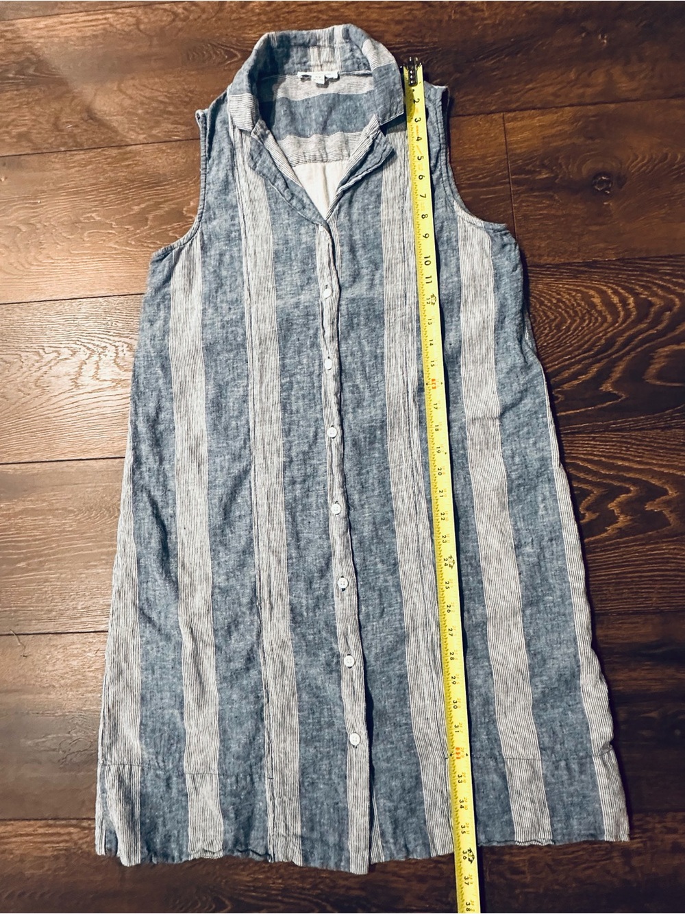 Linen/Cotton Blend Beachlunchlounge Blue & White Striped Sundress/Beach Dress - Picture 7 of 9